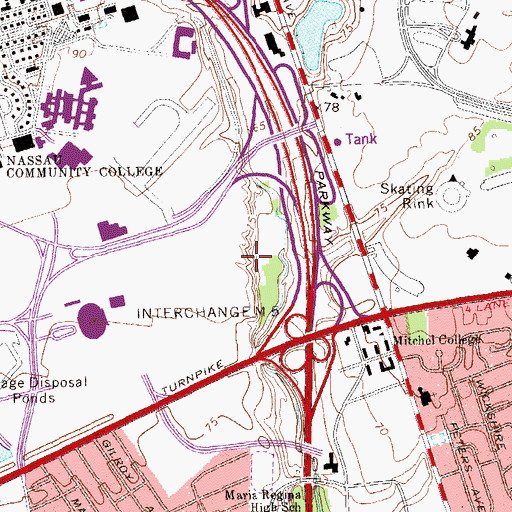 Topographic Map of Hempstead Plains Preserve, NY