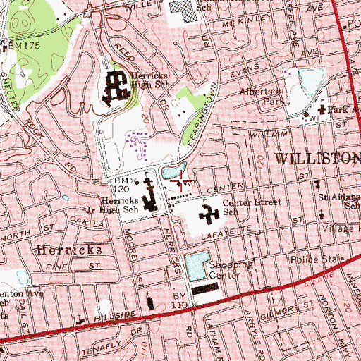 Topographic Map of Herricks Park, NY