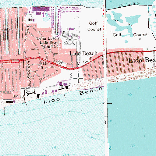 Topographic Map of Lido West Town Park, NY