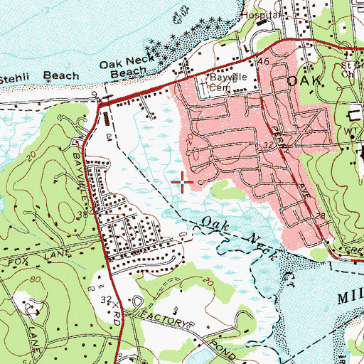 Topographic Map of Mill Neck Preserve, NY