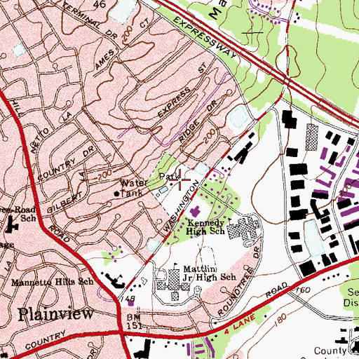 Topographic Map of Plainview - Old Bethpage Community Park, NY