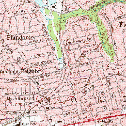 Topographic Map of Plandome Park, NY