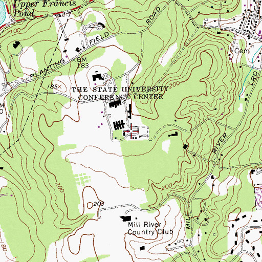 Topographic Map of Planting Fields Arboretum State Historic Park, NY