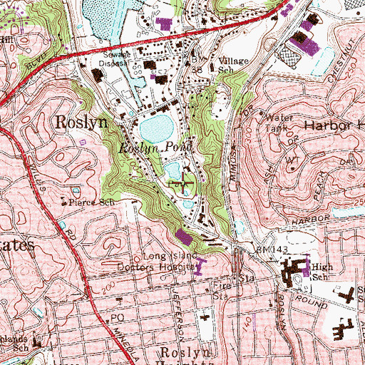 Topographic Map of Roslyn Park, NY