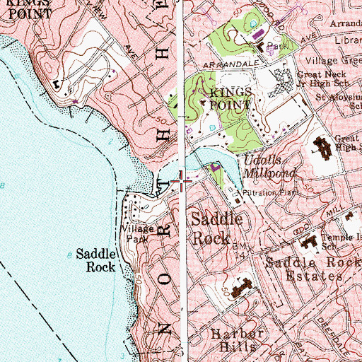Topographic Map of Saddle Rock Park, NY