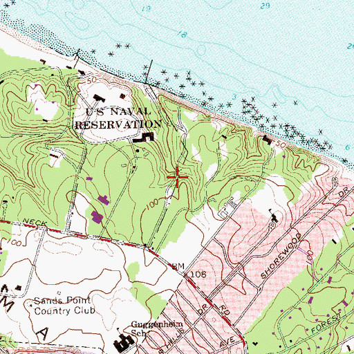 Topographic Map of Sands Point Park And Preserve, NY