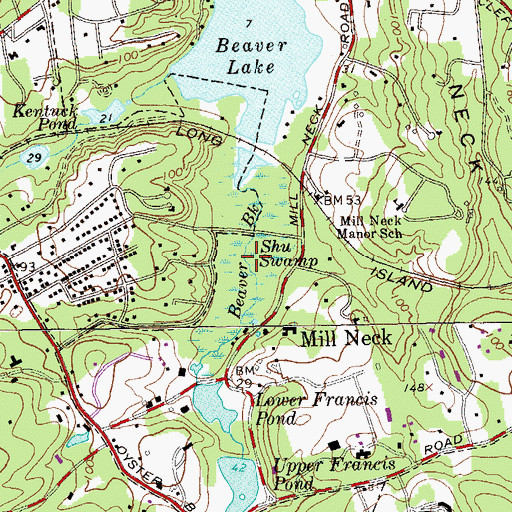 Topographic Map of Shu Swamp Nature Preserve, NY