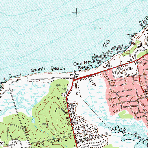 Topographic Map of Stehli Town Beach, NY