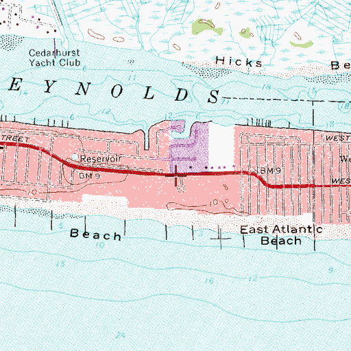Topographic Map of Atlantic Beach Estates, NY