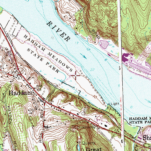 Topographic Map of Haddam Meadows State Park, CT