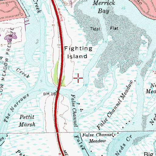 Topographic Map of High Flats Marsh, NY