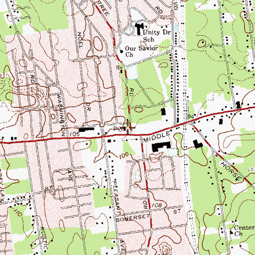 Topographic Map of Centereach Post Office, NY