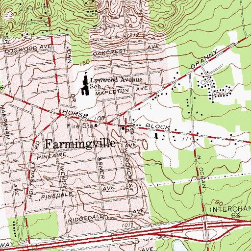 Topographic Map of Farmington Post Office, NY