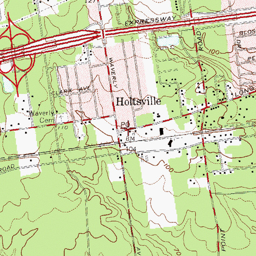 Topographic Map of Holtsville Post Office, NY