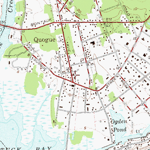 Topographic Map of Quogue Post Office, NY