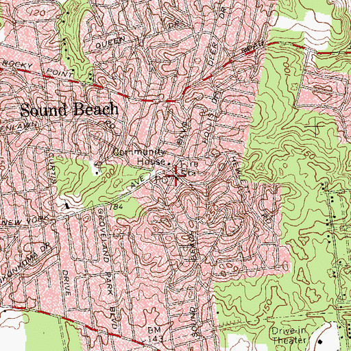 Topographic Map of Sound Beach Post Office, NY