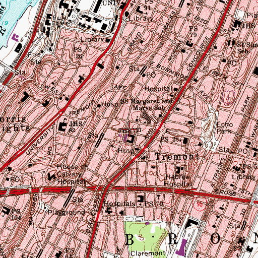Topographic Map of Islamia Sunna Wal Jam'ah, NY