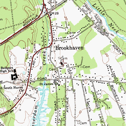 Topographic Map of Brookhaven Elementary School, NY