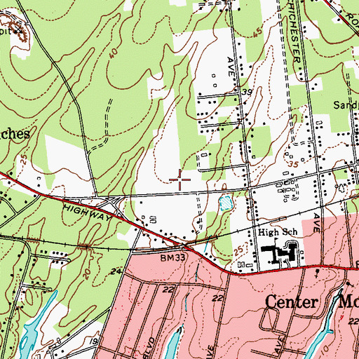 Topographic Map of Center Moriches High School, NY