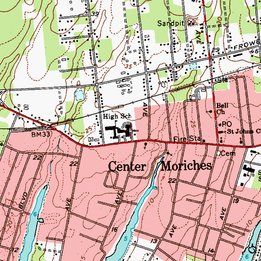 Topographic Map of Clayton Huey Elementary School, NY