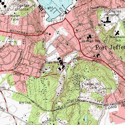 Topographic Map of Earl L Vandermeulen High School, NY