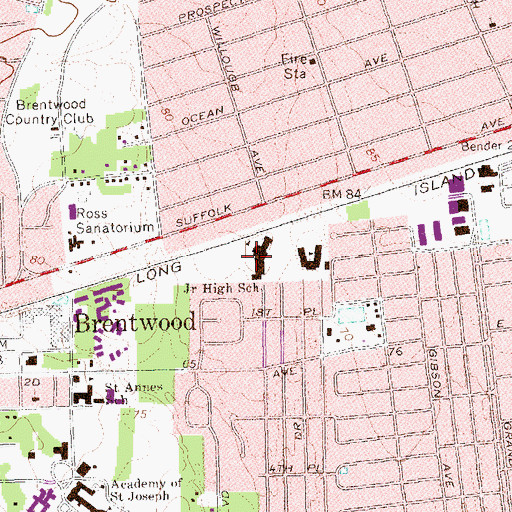 Topographic Map of East Middle School, NY