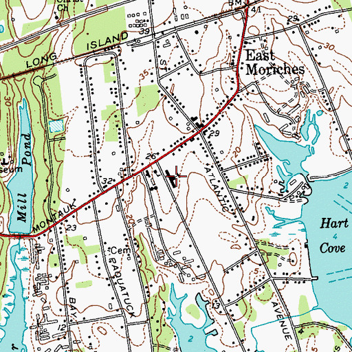 Topographic Map of East Moriches School, NY