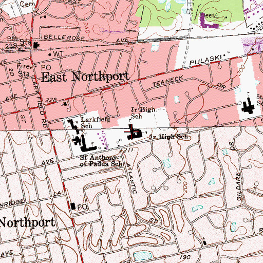 Topographic Map of East Northport Middle School, NY