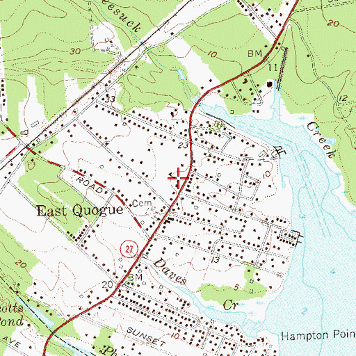 Topographic Map of East Quogue School, NY