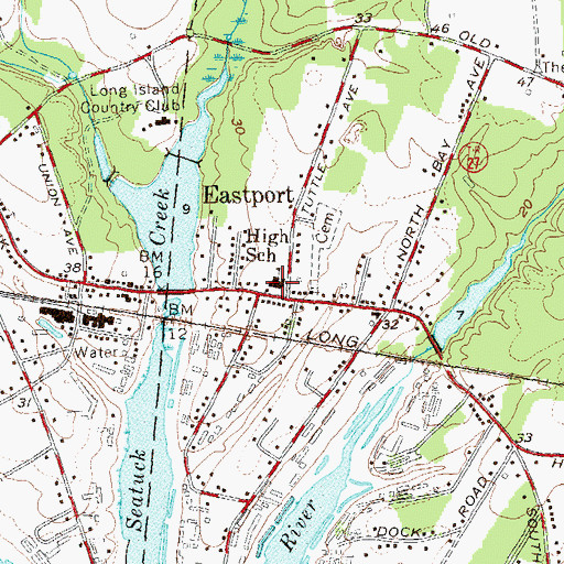 Topographic Map of Eastport School, NY