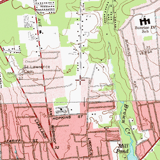 Topographic Map of Lincoln Avenue Elementary School, NY