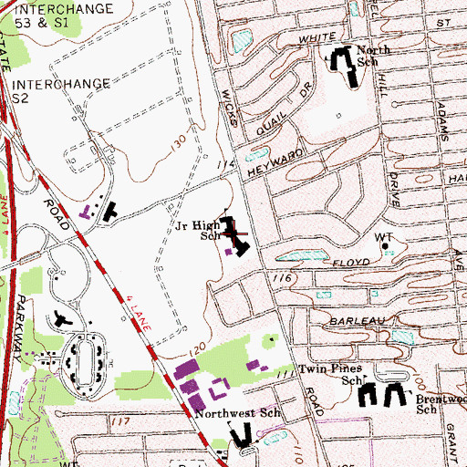 Topographic Map of North Middle School, NY