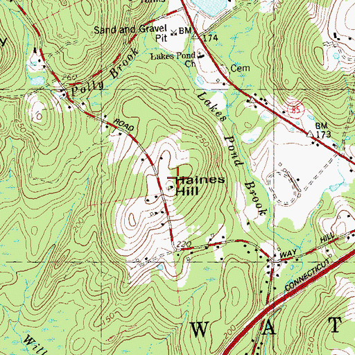 Topographic Map of Haines Hill, CT
