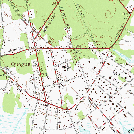 Topographic Map of Quogue Elementary School, NY