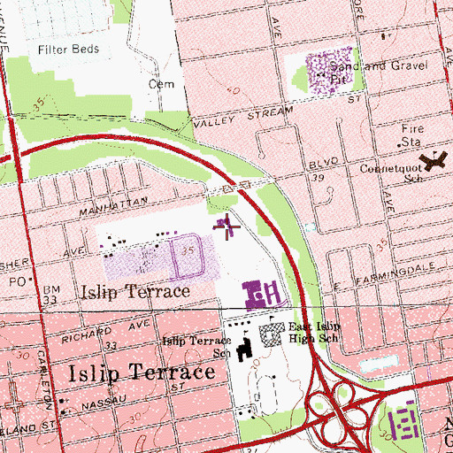 Topographic Map of Ruth C Kinney Elementary School, NY