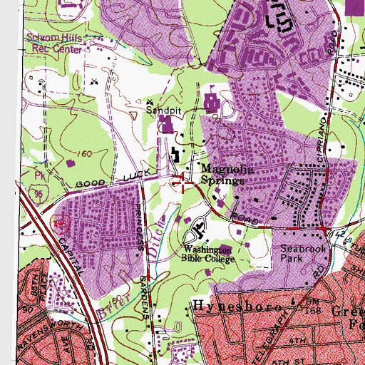 Topographic Map of Capital Bible Seminary, MD