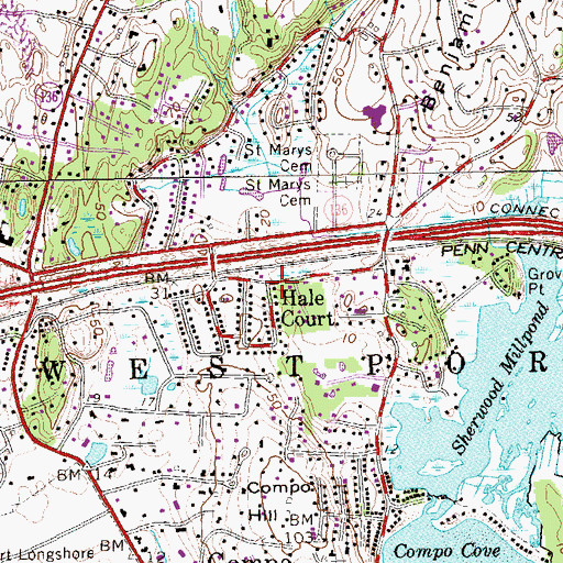 Topographic Map of Hale Court, CT