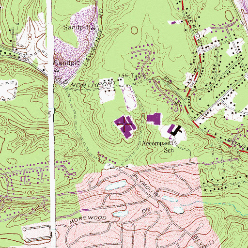 Topographic Map of Smithtown High School, NY