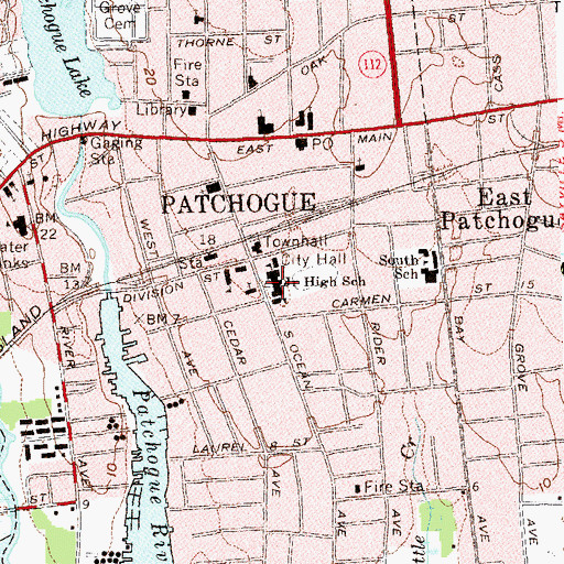 Topographic Map of South Ocean Middle School, NY