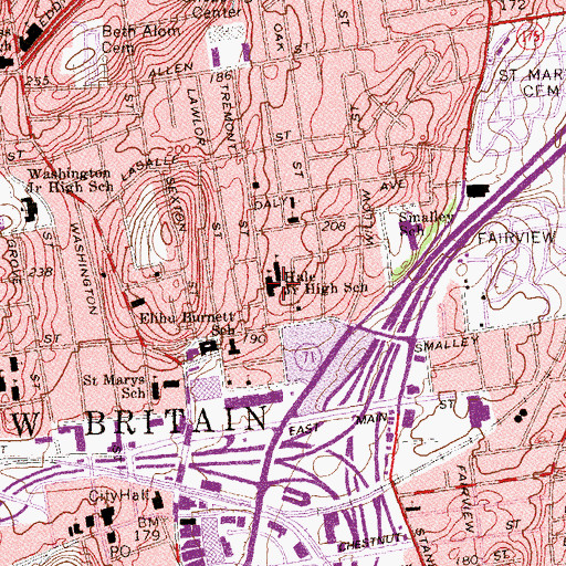 Topographic Map of Hale Junior High School, CT