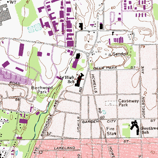 Topographic Map of West Middle School, NY