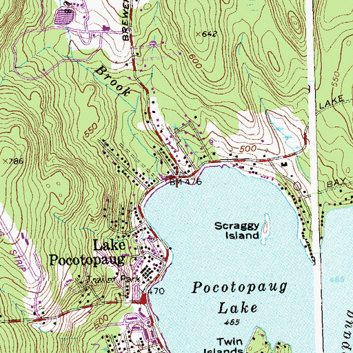 Topographic Map of Hales Brook, CT