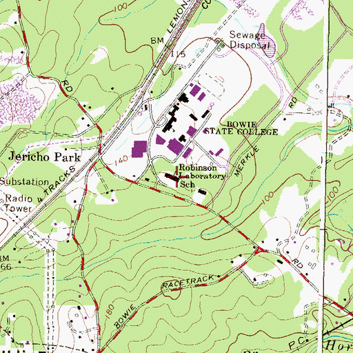 Topographic Map of Charlotte Robinson Hall, MD