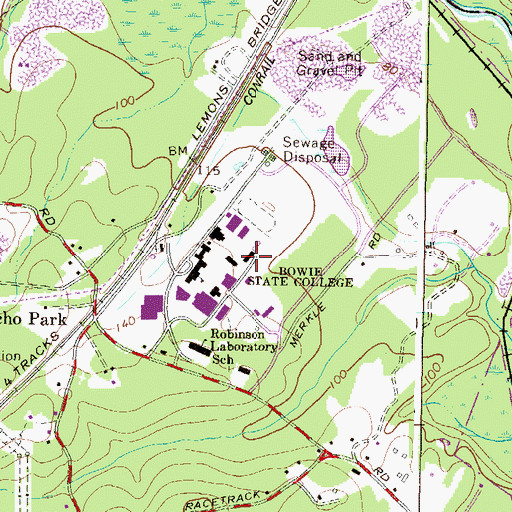 Topographic Map of Dwight Holmes Residence Hall, MD
