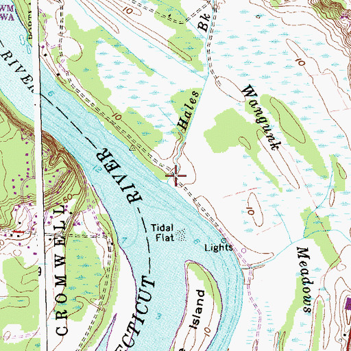 Topographic Map of Hales Brook, CT