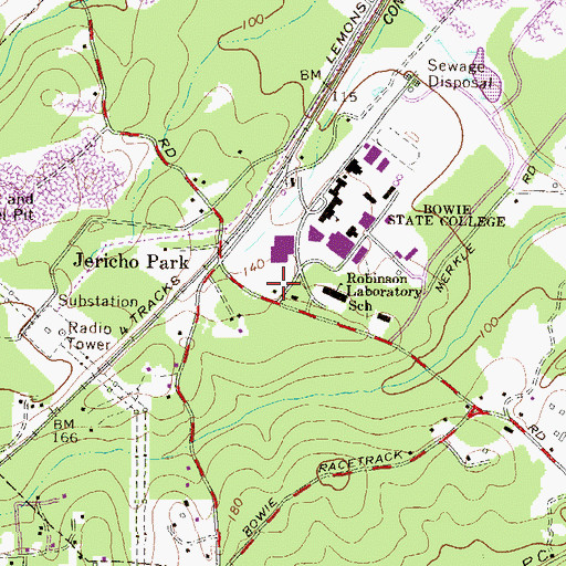 Topographic Map of President's House - Bowie State University, MD
