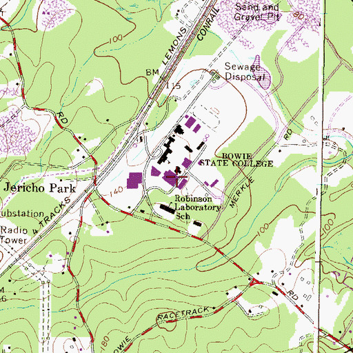 Topographic Map of Thurgood G Marshall Library, MD