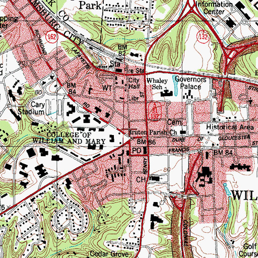 Topographic Map of Baldwin Memorial Garden, VA