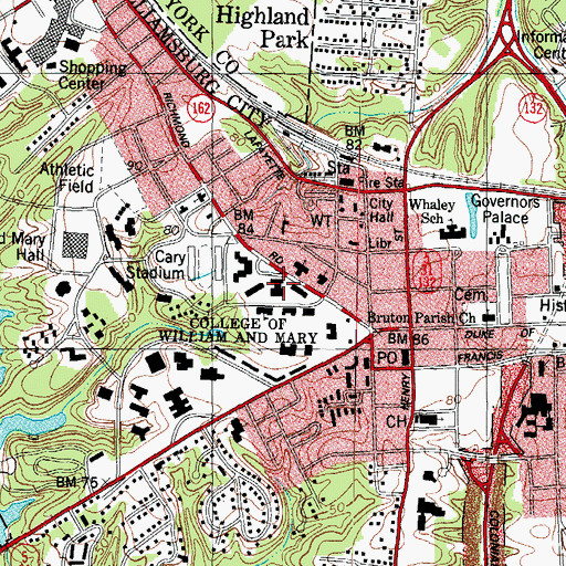 Topographic Map of Blow Memorial Hall, VA