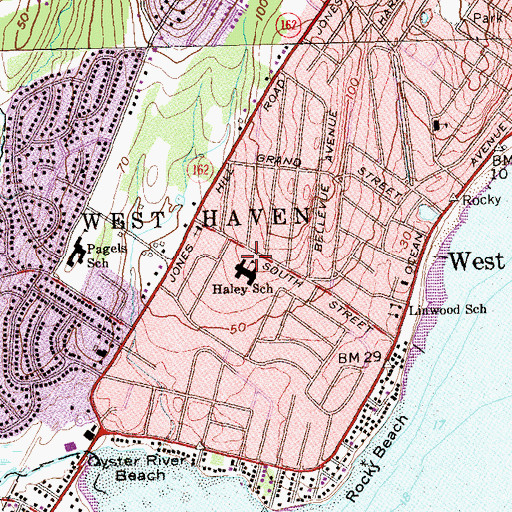 Topographic Map of Seth G Haley School, CT